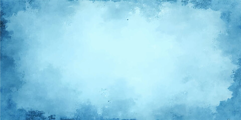 Abstract blue watercolour sky background with clouds and grunge texture