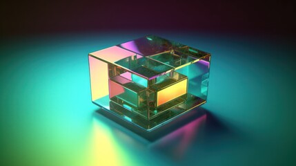 3d, abstract, cube, reflective surfaces, colorful lighting, iridescent, neon, prismatic, futuristic, minimalist, digital art
