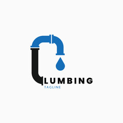 plumbing logo vector design with pipe