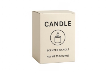 Candle product packaging white box with transparent background