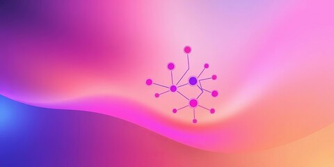 Abstract gradient icon representing a website sitemap;  smooth color transitions, node connections, diagram, web