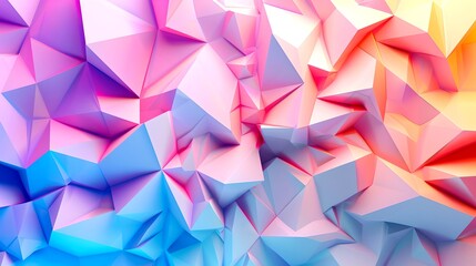 Fototapeta premium A vibrant geometric abstract, showcasing a complex pattern of colorful shapes and sharp edges. The design employs a variety of shades