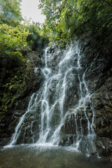 Beautiful mountain waterfall view from the bottom in Georgia