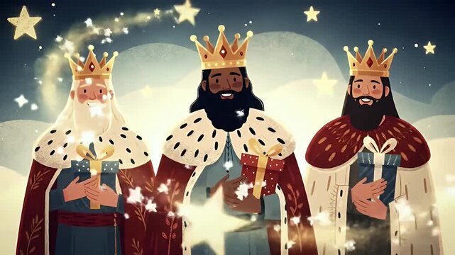 Three Wise Men Illustration - A Festive Christmas and Epiphany Celebration.