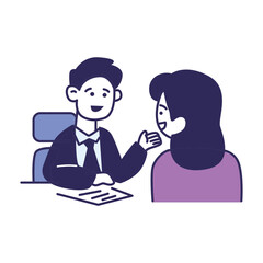 interview between recruiter and employeer illustration vector design