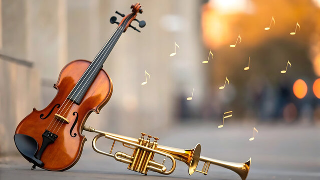 violin on music sheet - Powered by Adobe