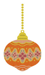 かわいいオレンジのクリスマスオーナメントのイラスト