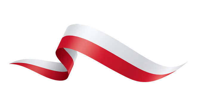 Poland flag ribbon element for national independence day celebrations banner design