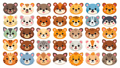 Quirky Sticker-Style Animal Faces
