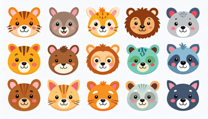 Quirky Sticker-Style Animal Faces
