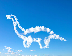 Naklejka premium Dinosaur shaped clouds in the sky. Ai
