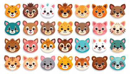 Quirky Sticker-Style Animal Faces