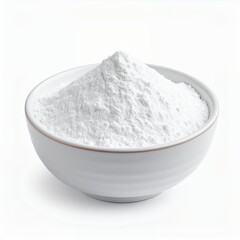 White powder in bowl presents simplicity and purity on a blank canvas backdrop