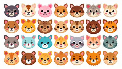 Quirky Sticker-Style Animal Faces