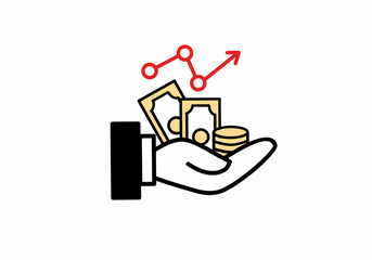Revenue Growth Icon Line Vector Illustration