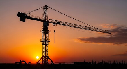 Construction Crane at Sunset.
