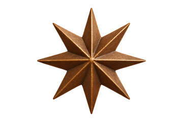 Bronze Eight Pointed Star Shape Isolated on a Transparent Background