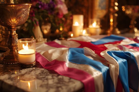 Transgender Flag and Candles - Quiet Moment of Reflection - Powered by Adobe