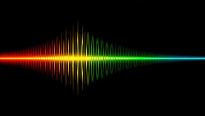 A vibrant spectrum of sound waves, gracefully fading into darkness, portrays a dynamic audio visualization.