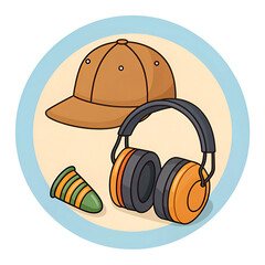 hunter earplugs icon cartoon vector ear protection