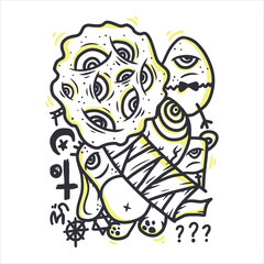 Monster eyes family, hand drawn illustration vector design.
