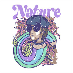 Nature artist hand drawn illustration vector design.