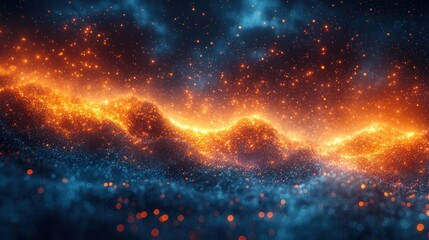 Fototapeta premium Glowing energy wave, cosmic dust, abstract background, VFX