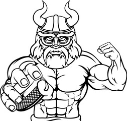 A viking man ice hockey sports team cartoon mascot