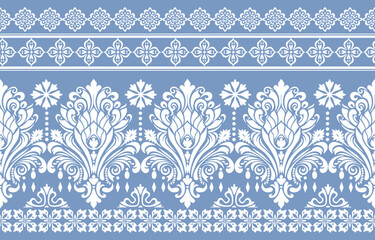 floral pattern vintage ethnic modern embroidery texture boho design vector illustration hand drawn pink flower motif branches leaves wallpaper seamless background border.

