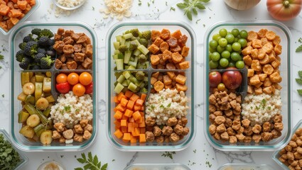 Colorful Meal Prep Containers Filled with Healthy Vegetables and Proteins for Balanced Nutrition