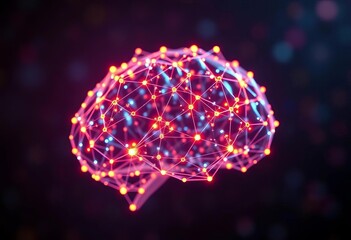 Abstract glowing network nodes forming brain shape,  network,  abstract