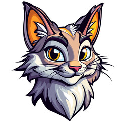 Fototapeta premium Cute Lynx Mascot Logo Cartoon Cat Head Illustration