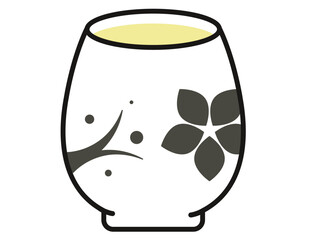 Black Chawanmushi Illustration with Traditional Pattern