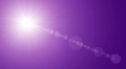 Bright Sunlight Lens Flare Effect on Purple Background