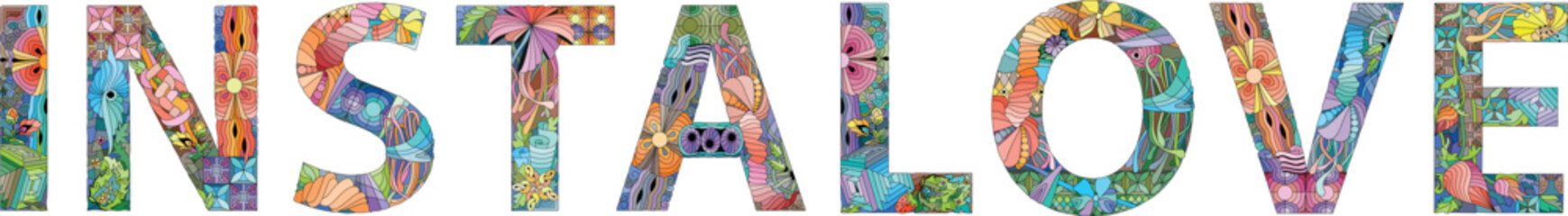 Word INSTA. Vector zentangle object for decoration