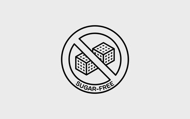 Minimalist black and white line art sugar free dice icon vector graphic for declarative use silhouette vector illustration white background