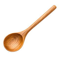 Wooden spoon isolated on transparent background, kitchen utensil for cooking food