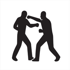 Two man fighting with each other silhouette vector design.