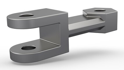 Steel Fork Link. Isolated. White background. 3D render