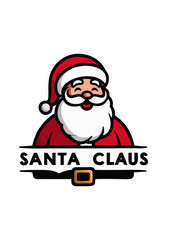 Desain logo ilustrasi vektor Santa Claus dengan latar belakang hitam dan putih