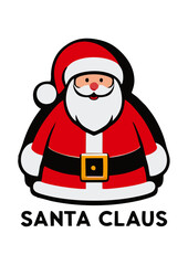 Desain logo ilustrasi vektor Santa Claus dengan latar belakang hitam dan putih