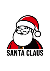 Desain logo ilustrasi vektor Santa Claus dengan latar belakang hitam dan putih