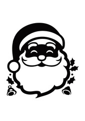 Desain logo ilustrasi vektor Santa Claus dengan latar belakang hitam dan putih