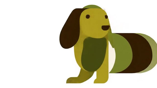 Stylized dachshund dog illustration in geometric pattern design