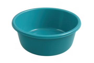 Teal plastic washing basin tub on transparent background