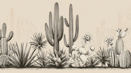Desert cacti illustration