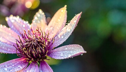 Beautiful Purple Flower with Dew Drops.
