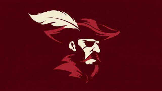 Stylized pirate illustration red and white colors vector graphic