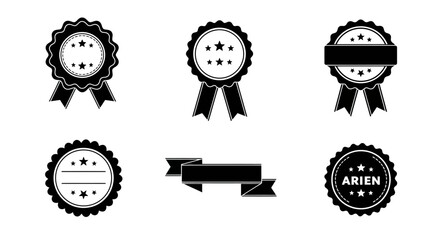 Collection of star and ribbon seal graphic elements, perfect for awards, recognition, and certificates