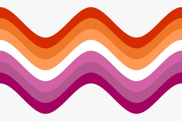 Wavy striped pattern with Lesbian pride flag colors.Vector illustration.LGBT community.